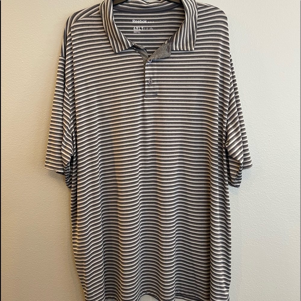 Reebok Striped Gray Golf Polo in 4XLT - Excellent Used Condition